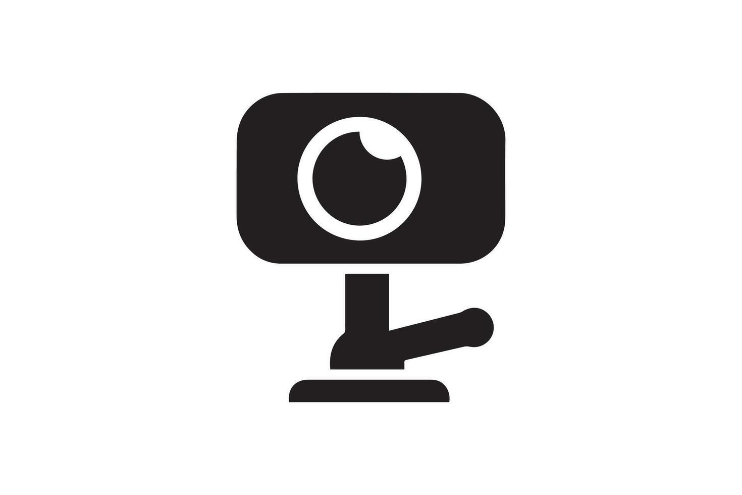 A black and white image of a camera on a tripod vector