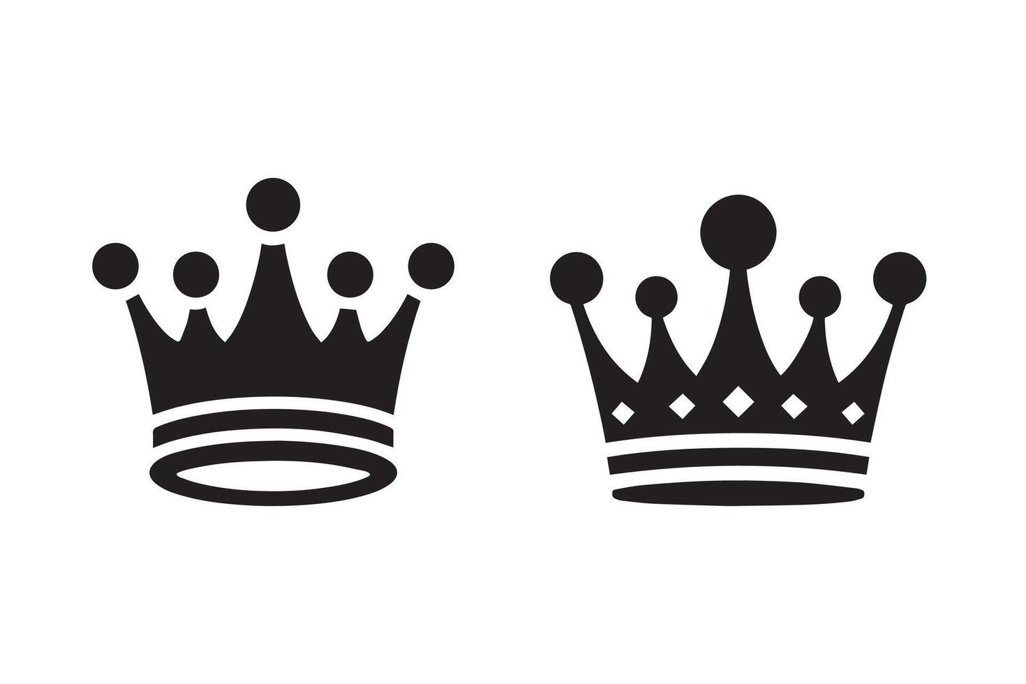 Two crowns are shown in black and white vector