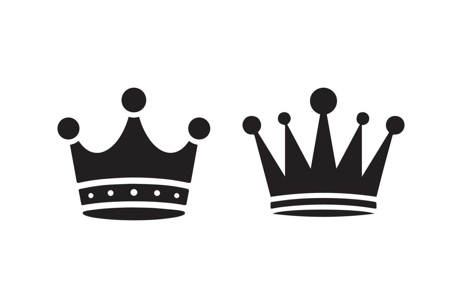 Two crowns are shown in black and white vector