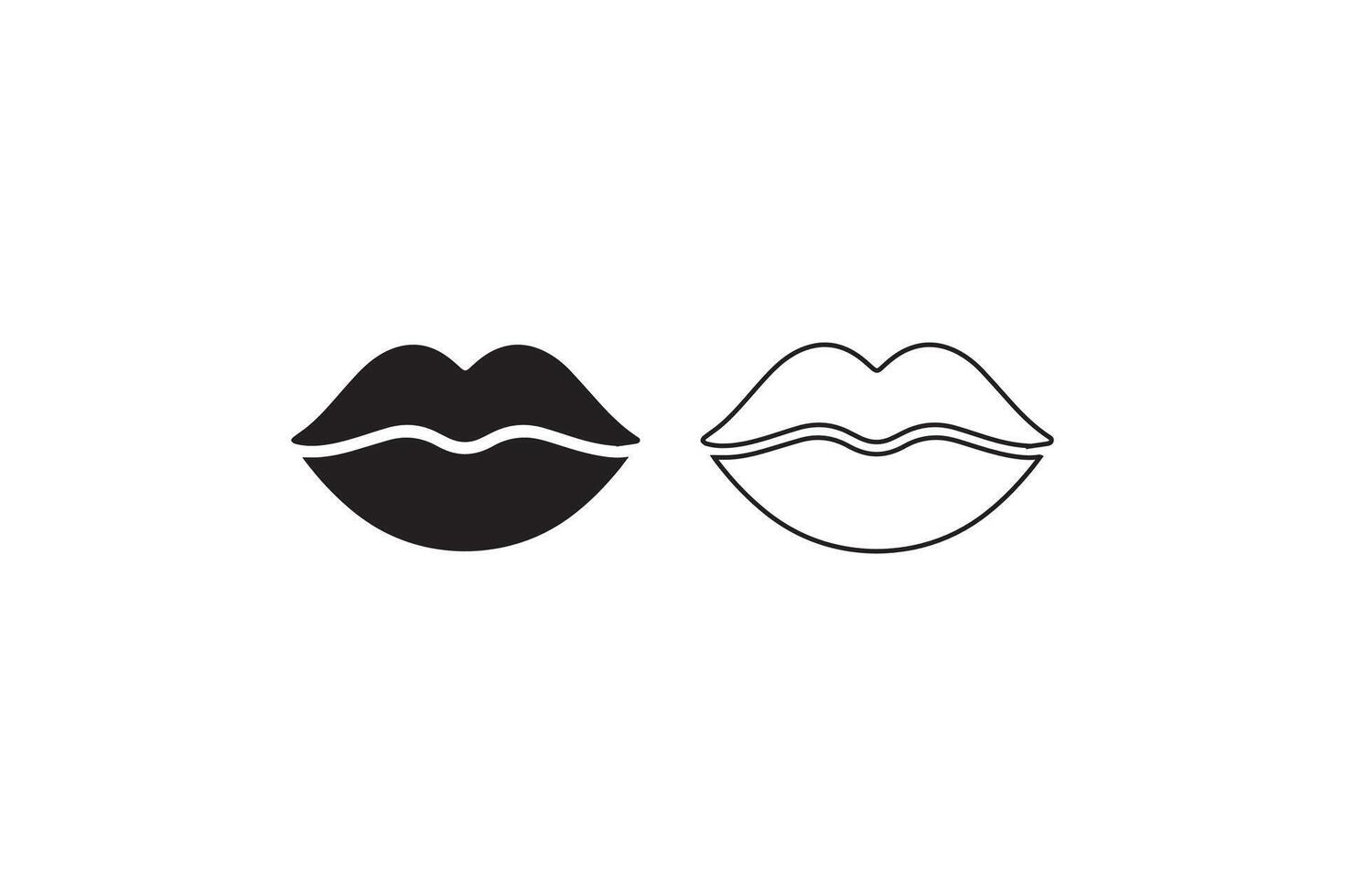 Two black and white lips icons on a white background vector