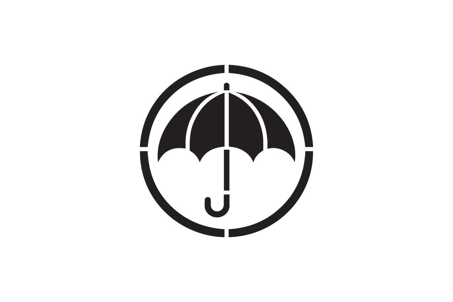 A black and white logo of an umbrella vector