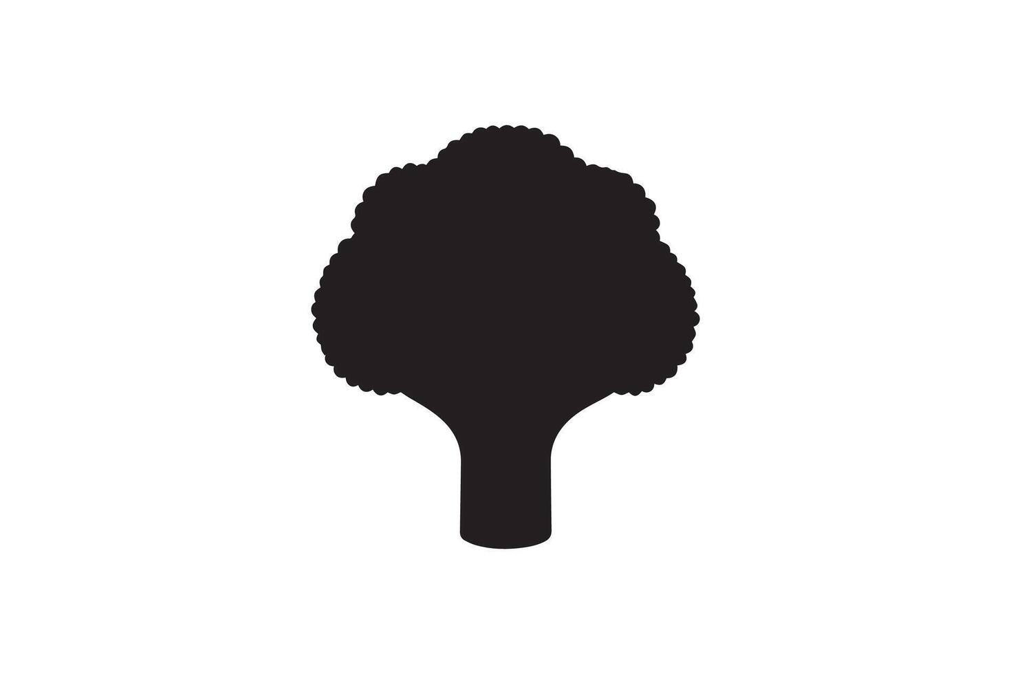 A black silhouette of a broccoli head vector
