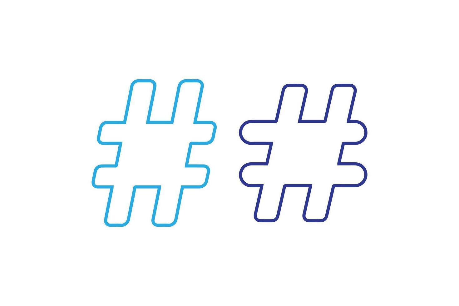 Two blue hash symbols on a white background vector