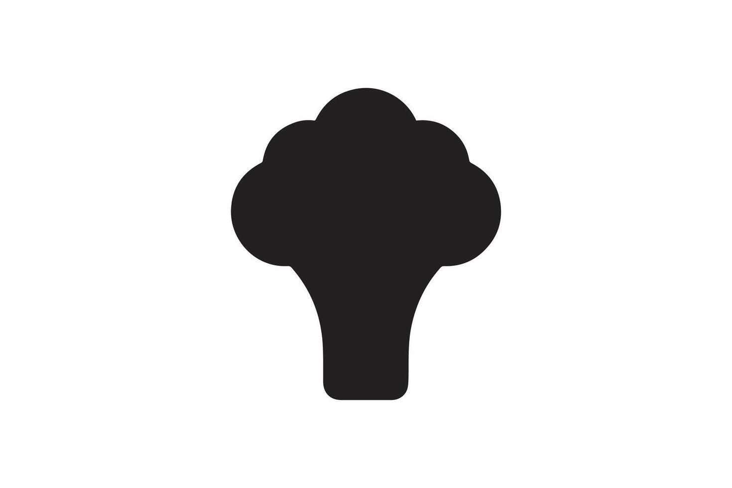 A black and white illustration of a broccoli vector
