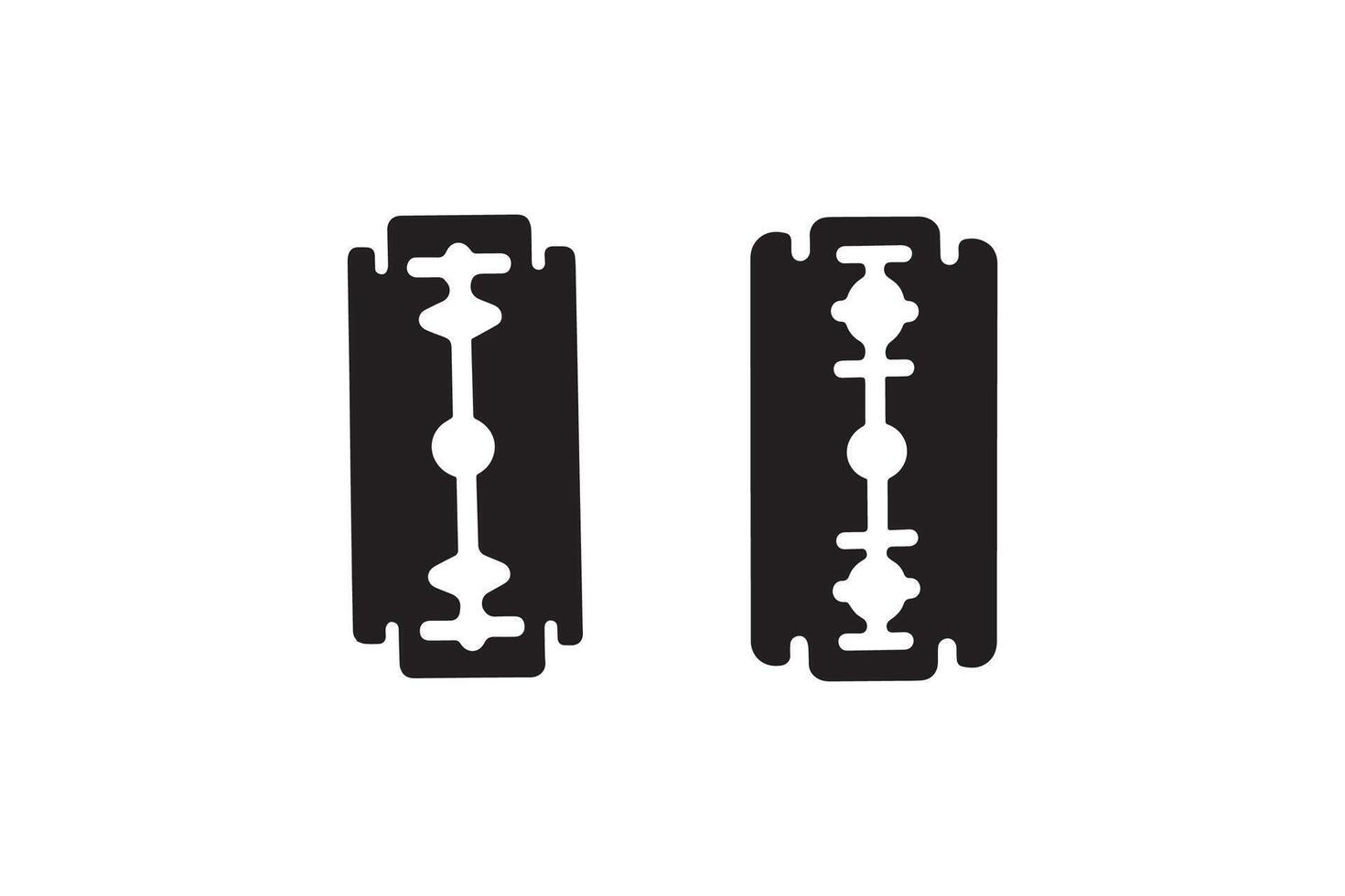 Two black and white images of two razor blades vector