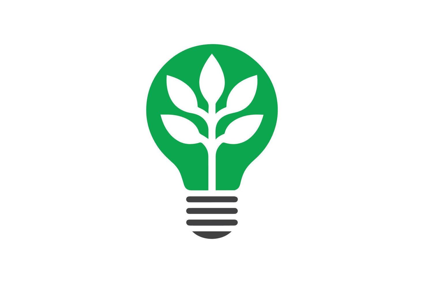 A green light bulb with a leaf inside vector