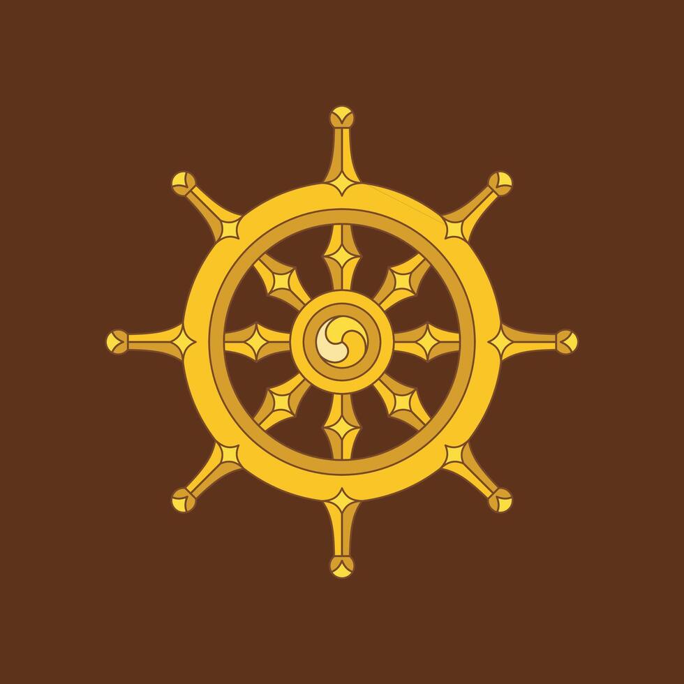 Ornamental Buddhism Wheel icon logo template Illustration Design. EPS 10. vector