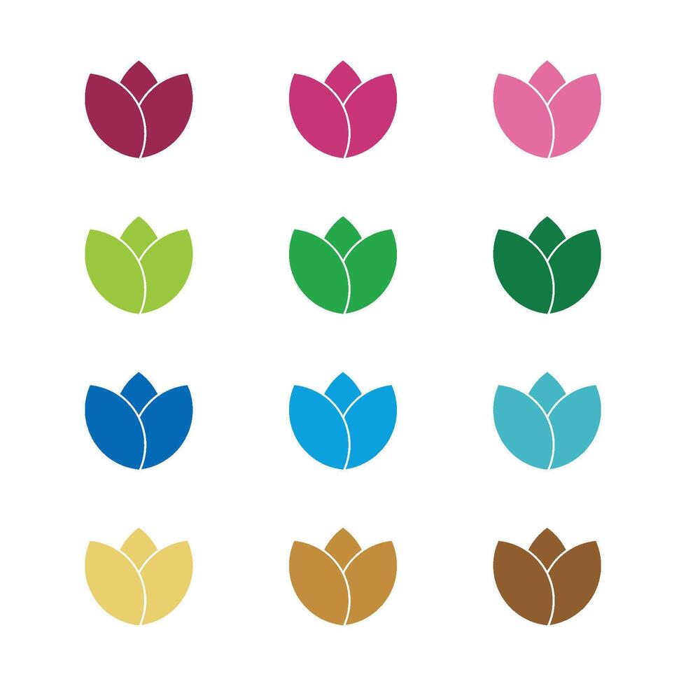 Set Colorful Tulip Flower Logo Template Illustration Design. EPS 10. vector