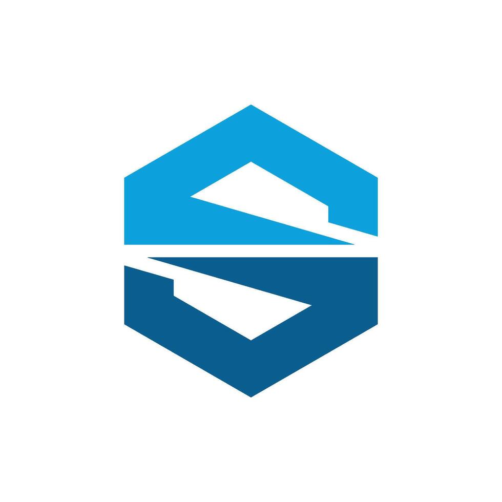 Blue S Letter Hexagon Shape Logo Template Illustration Design. EPS 10. vector