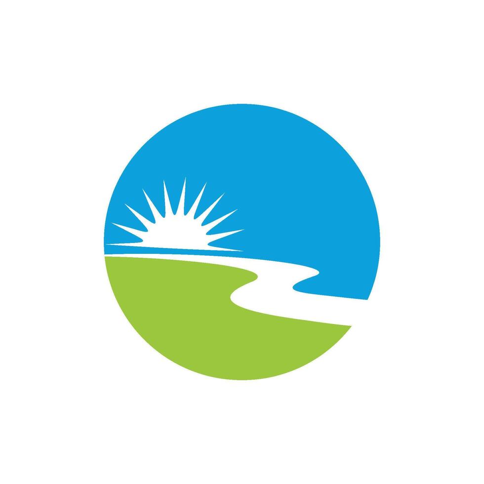 Sun and Creek Circle Logo Template Illustration Design. EPS 10. vector