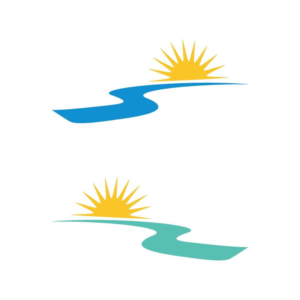 Sun and Creek Logo Template Illustration Design. EPS 10. vector