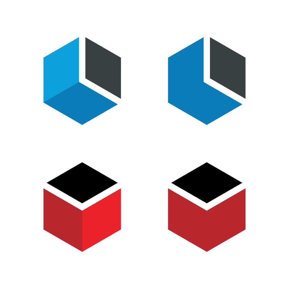Set Hexagon Box Logo Template Illustration Design. EPS 10. vector