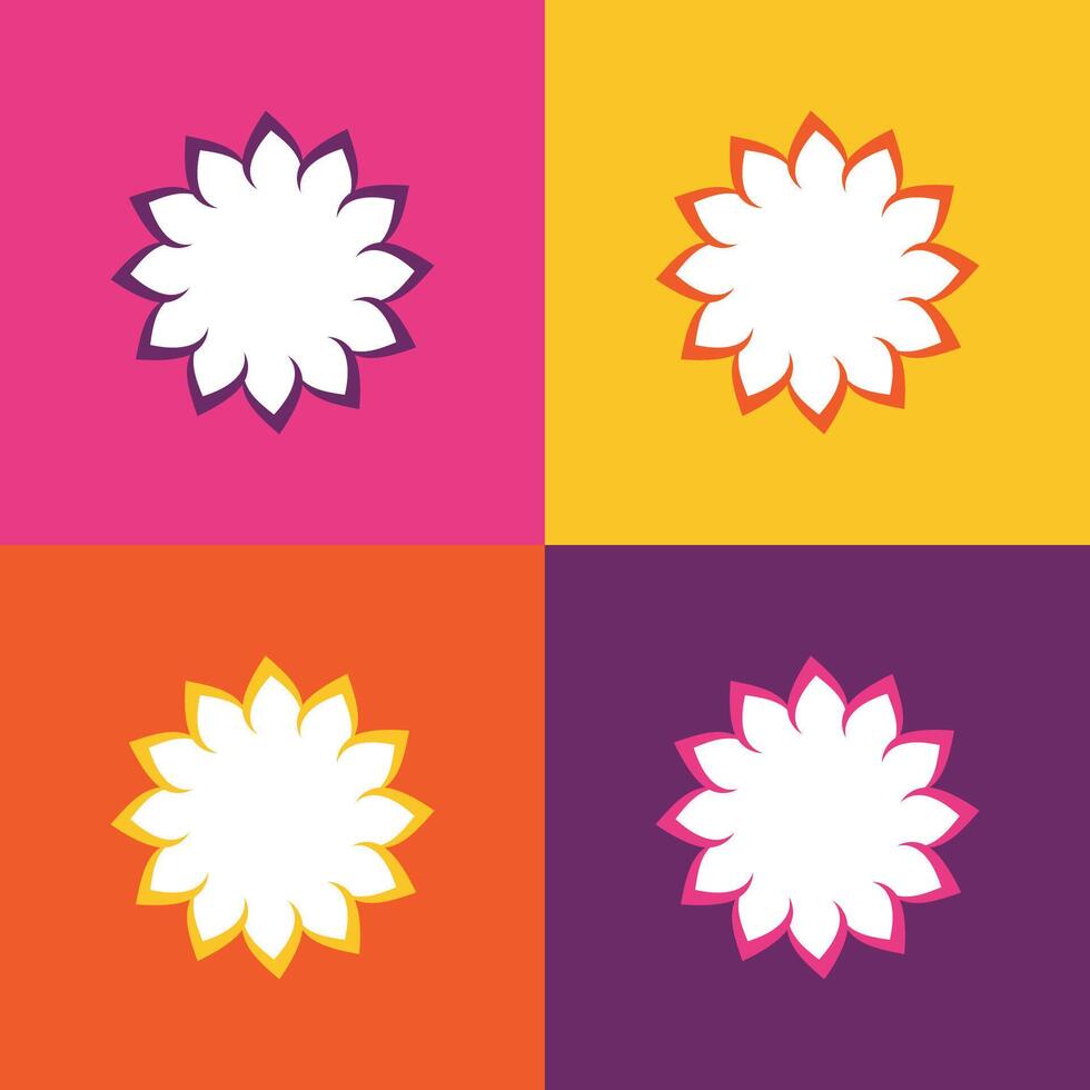 Set Simple Flower Pattern Logo Template Illustration Design. EPS 10. vector