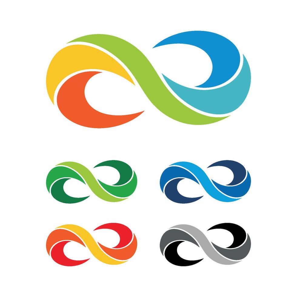 Set Colorful Infinity Shape Logo Template Illustration Design. EPS 10. vector