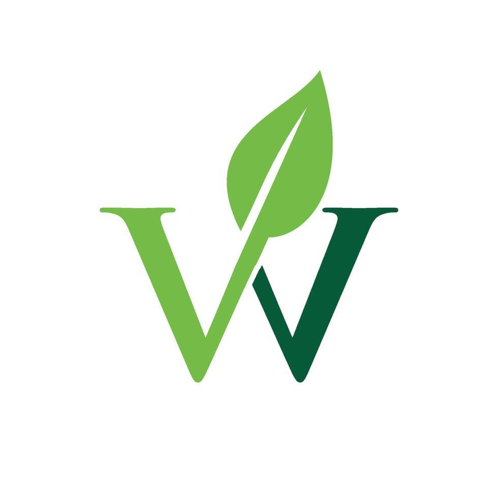 W Letter Green Leaf Logo Template Illustration Design. EPS 10. vector