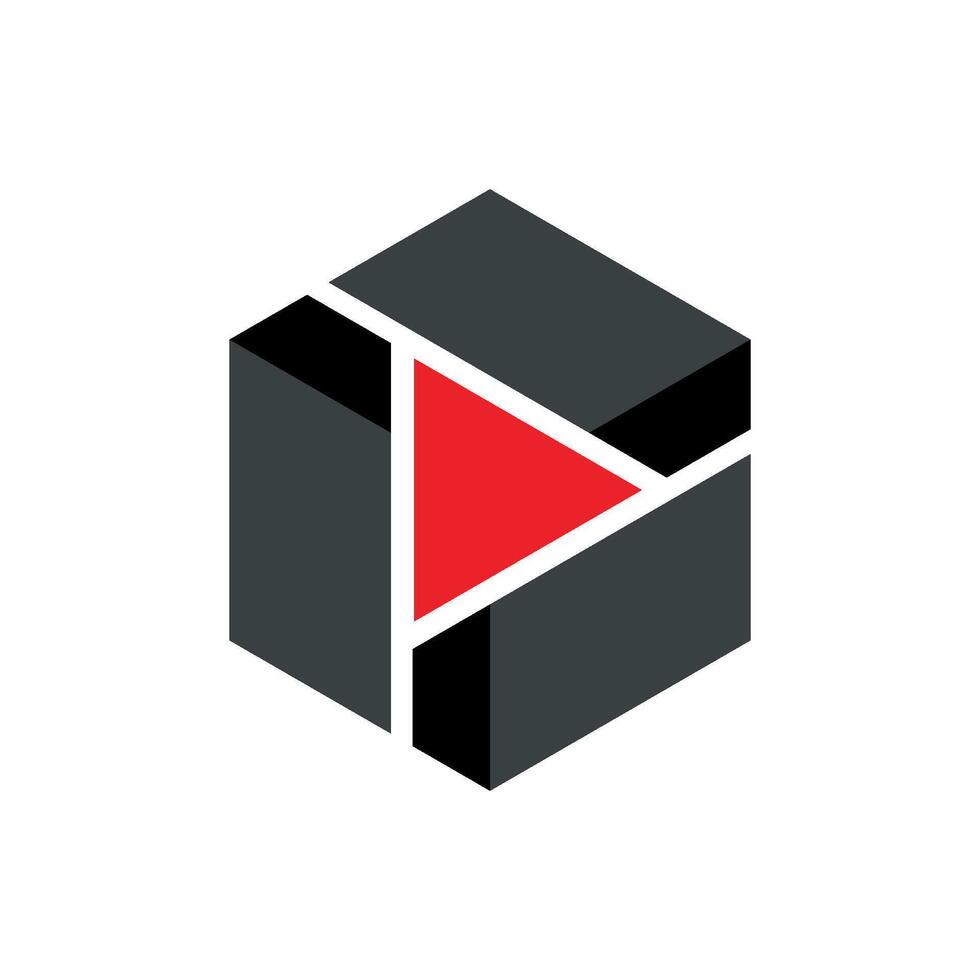 Play Button Inside Hexagon Shape Illustration Design. EPS 10. vector