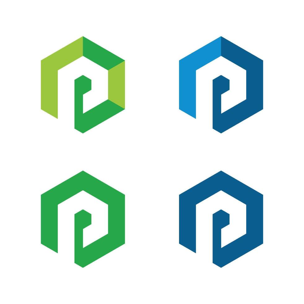 set P Letter in Hexagon Shape Logo Illustration Design. EPS 10. vector