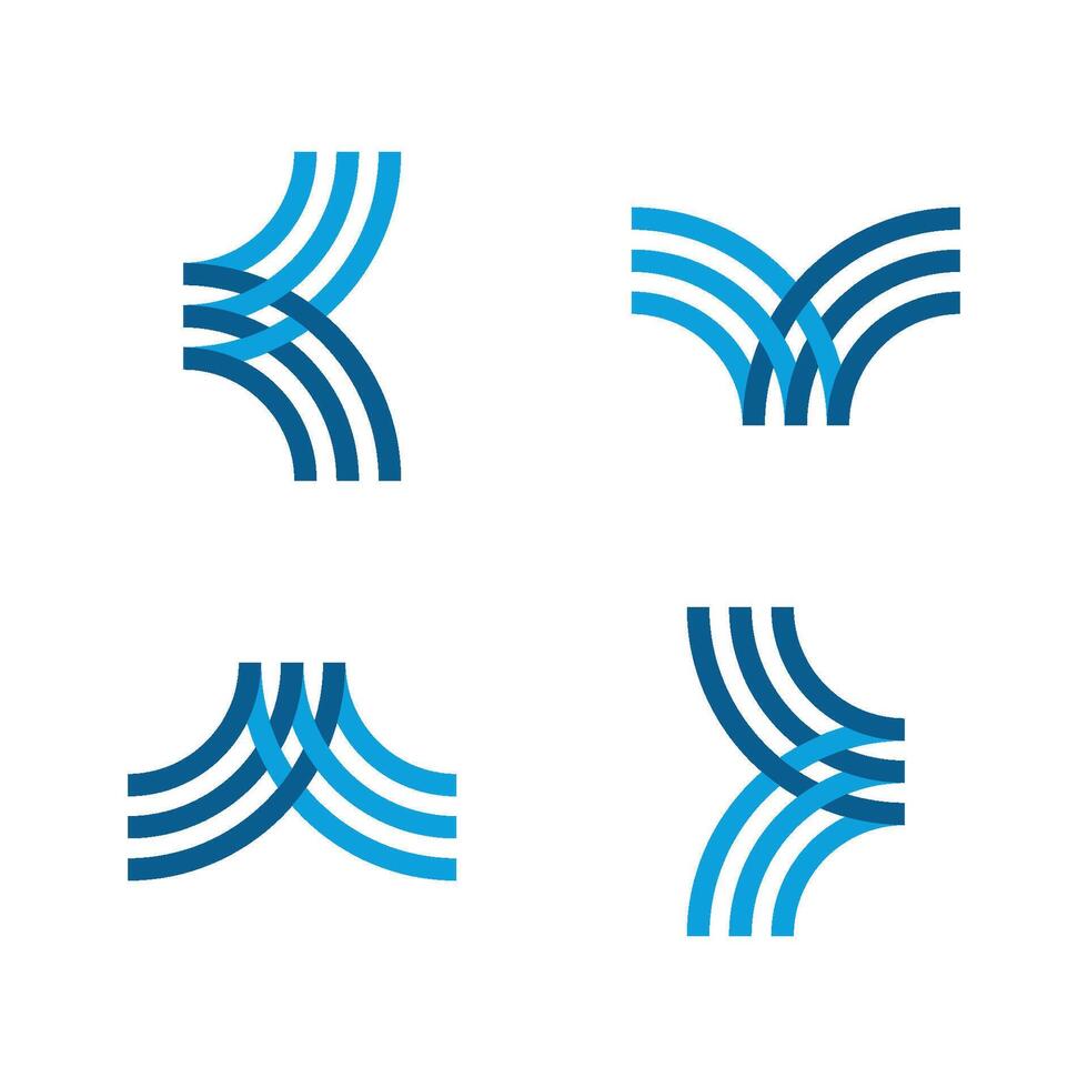 set Blue line K letter logo template Illustration Design. EPS 10. vector