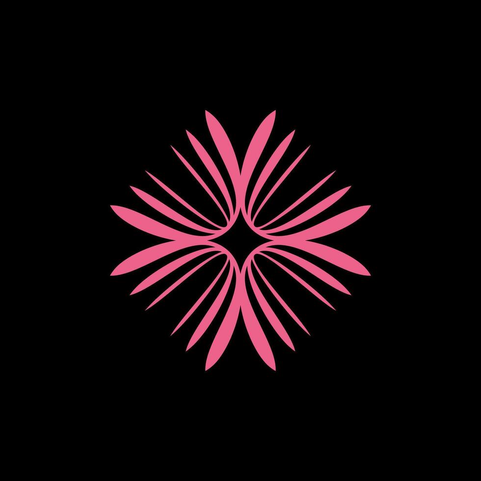 Ornamental blossom pink flower logo template eps 10 vector