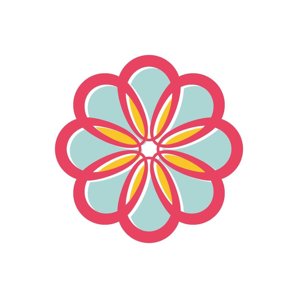 Colorful Retro Flower Ornamental Logo Template Illustration Design. EPS 10. vector