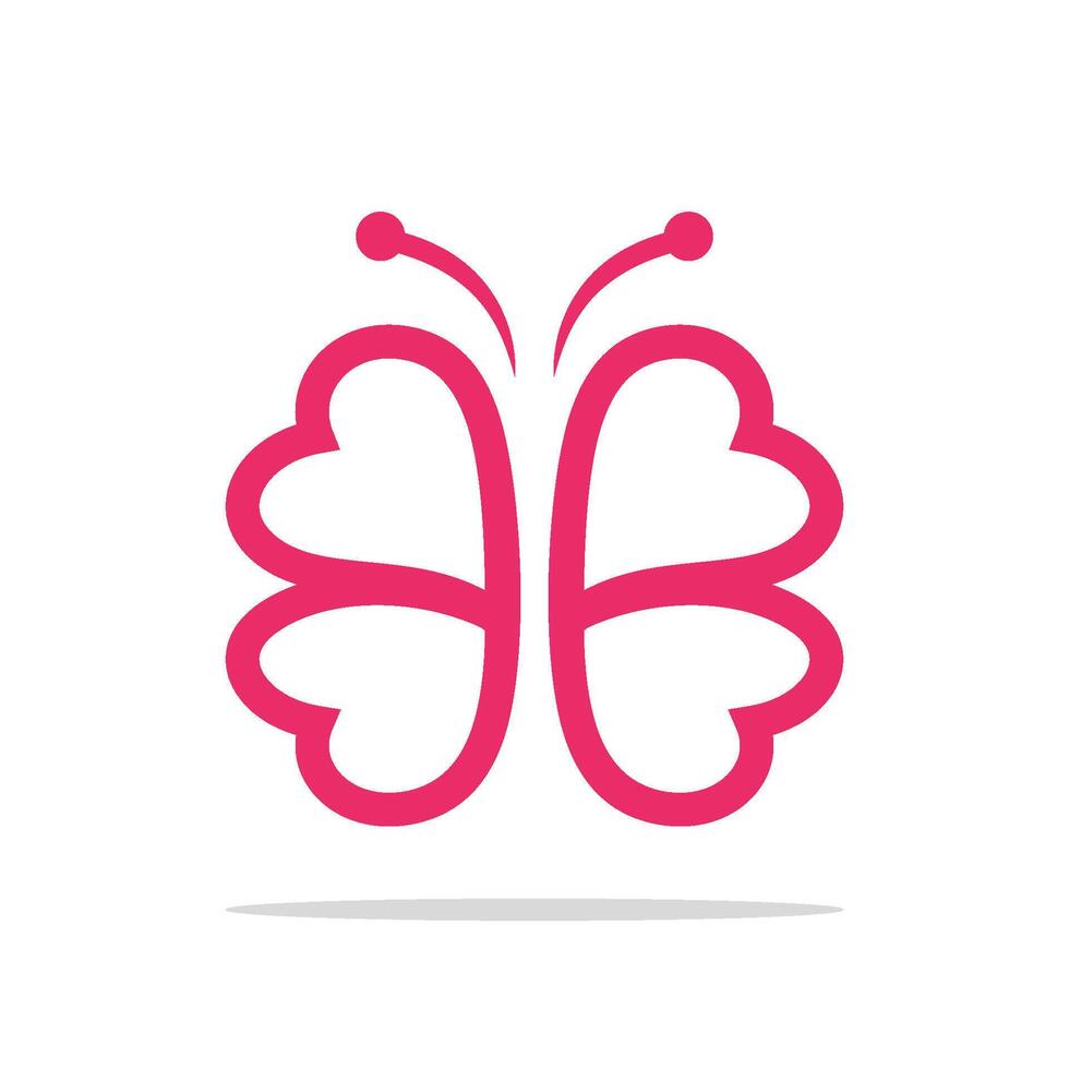 Pink Butterfly Heart Wing Logo Template Illustration Design. EPS 10. vector
