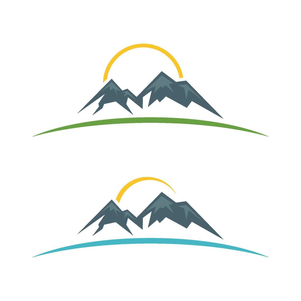 Set Colorful Mountain and Swoosh Logo Template Illustration Design. EPS 10. vector