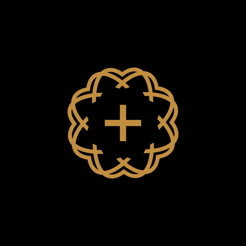 Gold cross in ornamental Illustration Design. EPS 10. vector