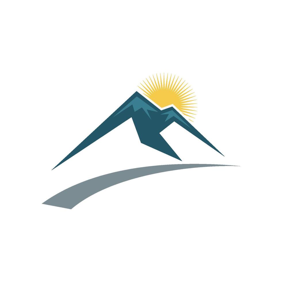 Mountain and Sun Logo Template Illustration Design. EPS 10. vector