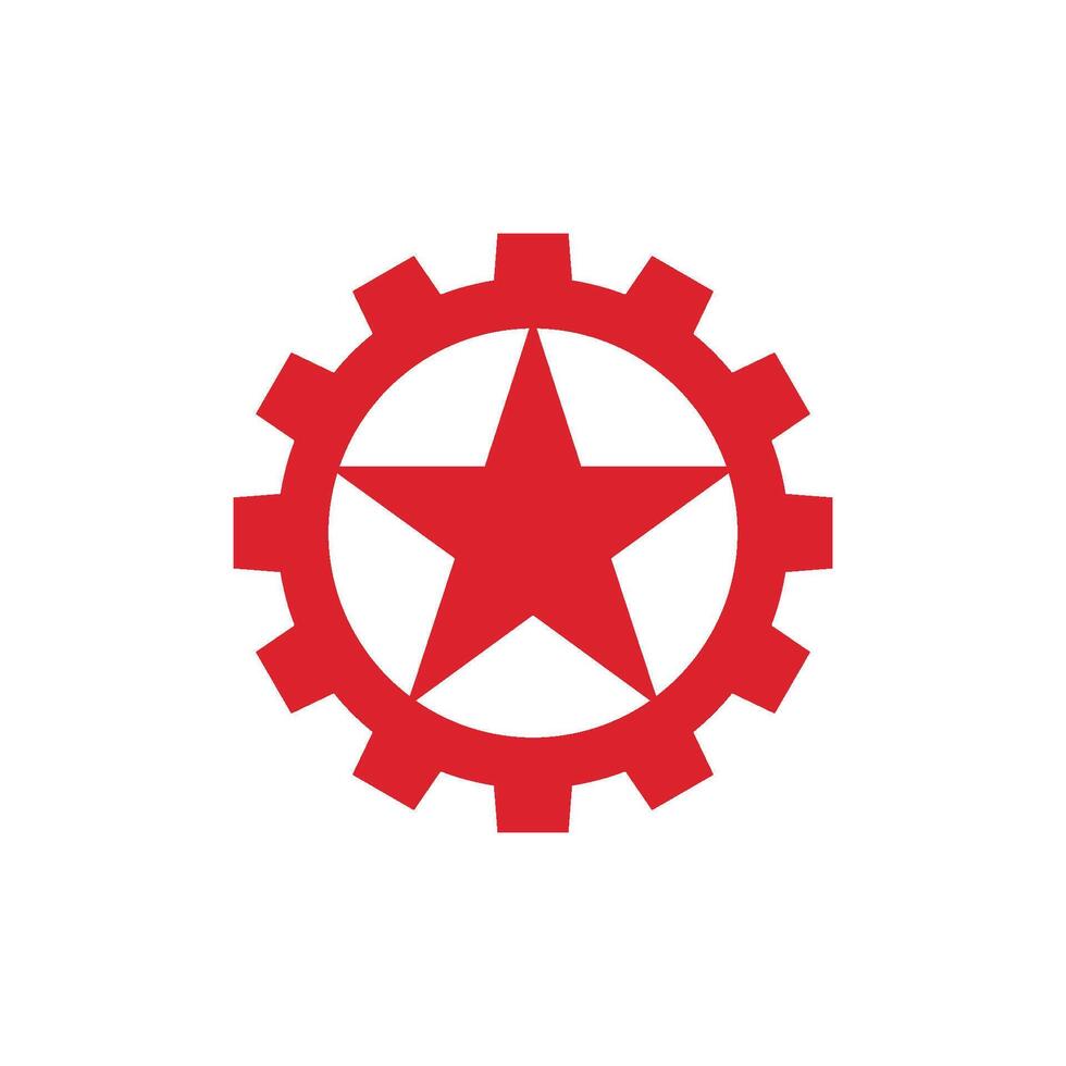 Red Star and Gear Logo Template Illustration Design. EPS 10. vector