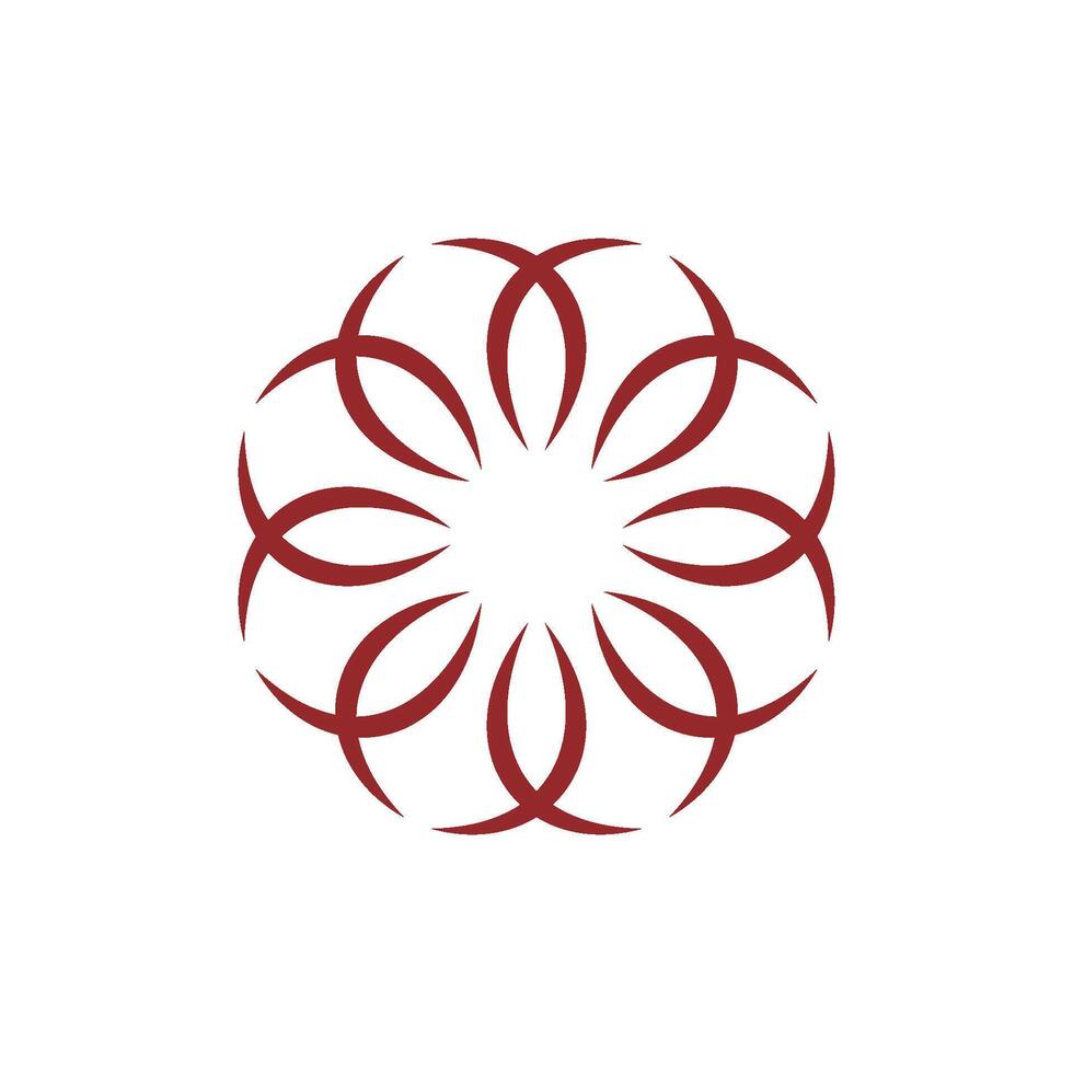 Abstract Ornamental Red Swoosh Lines Flower Logo Template Illustration Design. EPS 10. vector