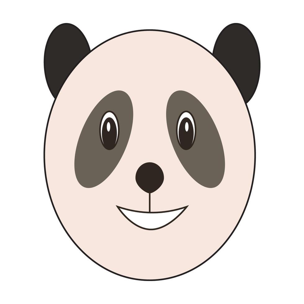 Cute panda face with big eyes and a happy expression. illustration. vector