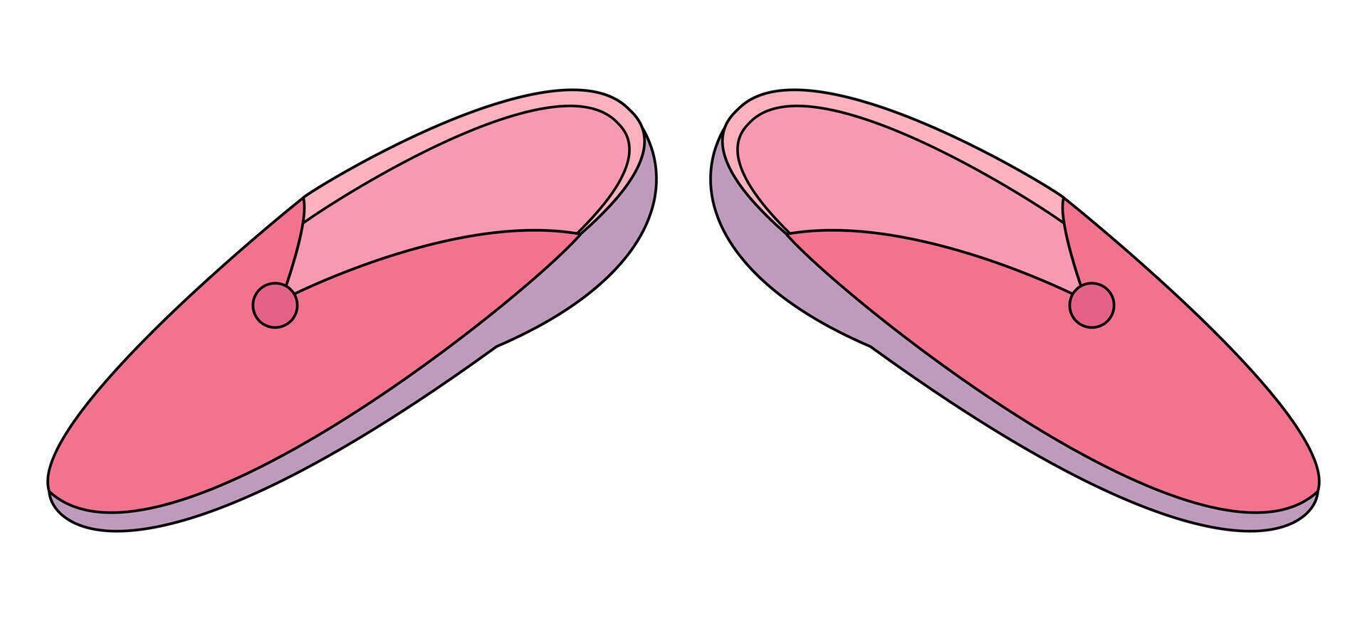 A pair of pink flat slippers with a simple design. illustration. vector