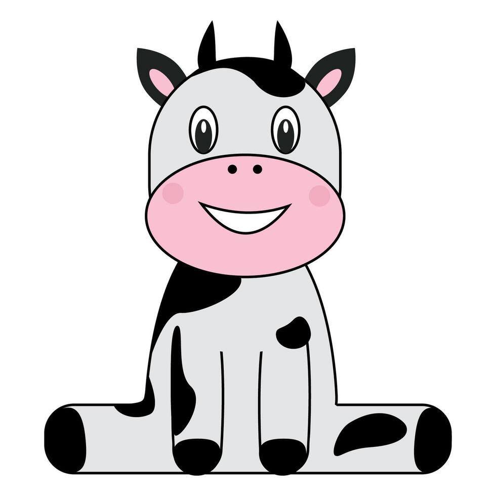 Cute cartoon cow with a pink face and black spots. illustration. vector