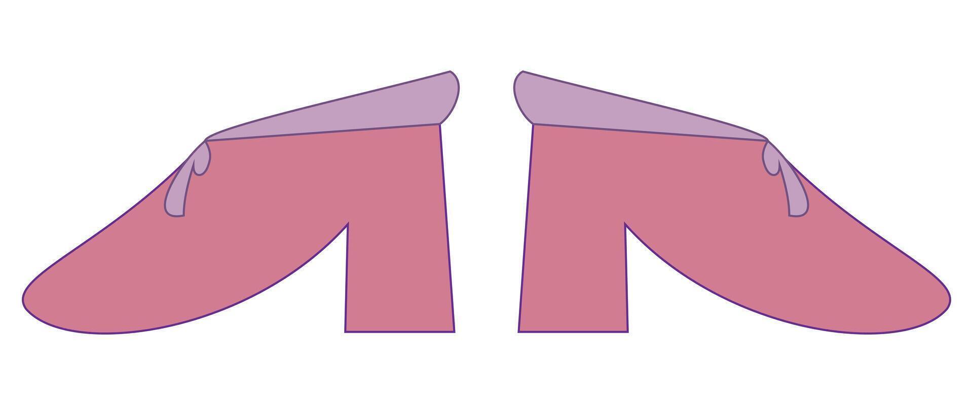 Stylish pink high-heeled shoes with a bow design. illustration. vector