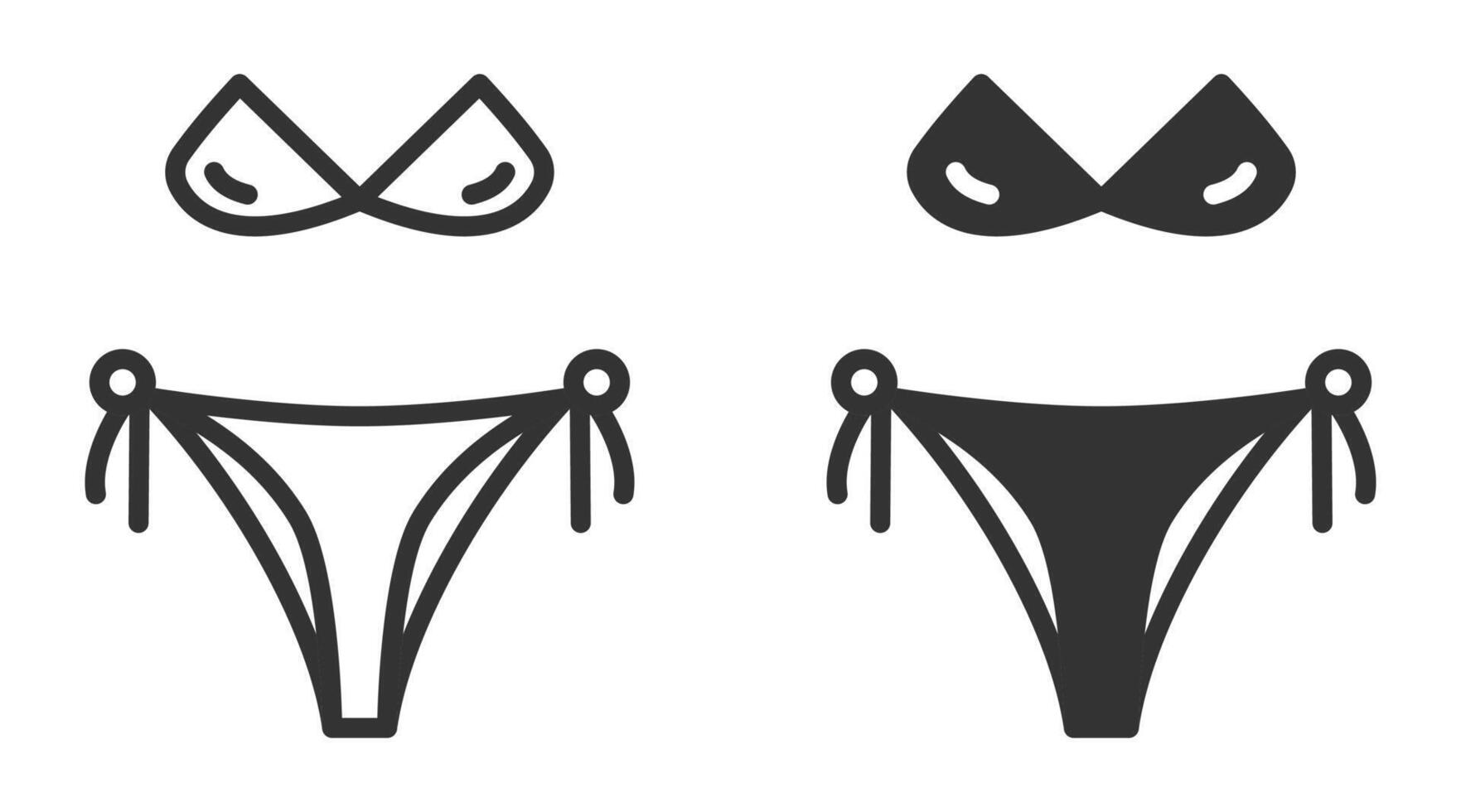 Simple bikini icons with clean lines. vector