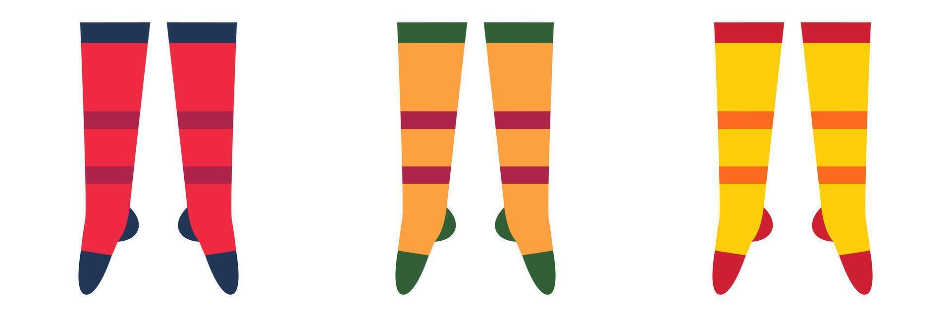 Red, orange, and yellow striped patterned leggings illustration. vector