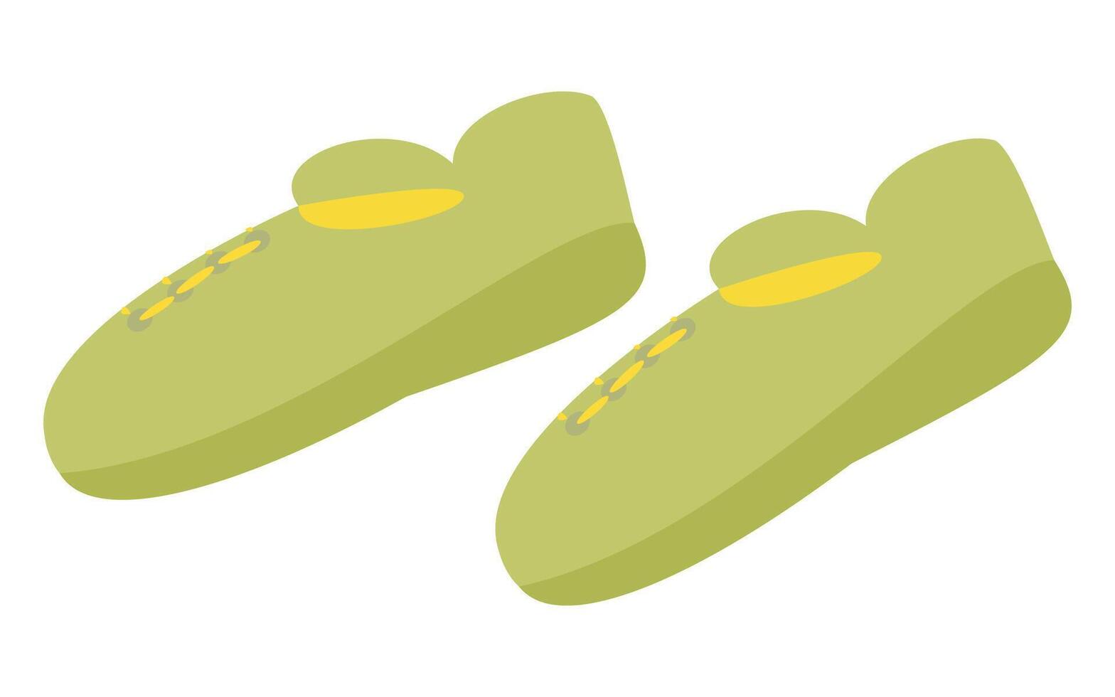 A pair of green sneakers with yellow details. illustration. vector