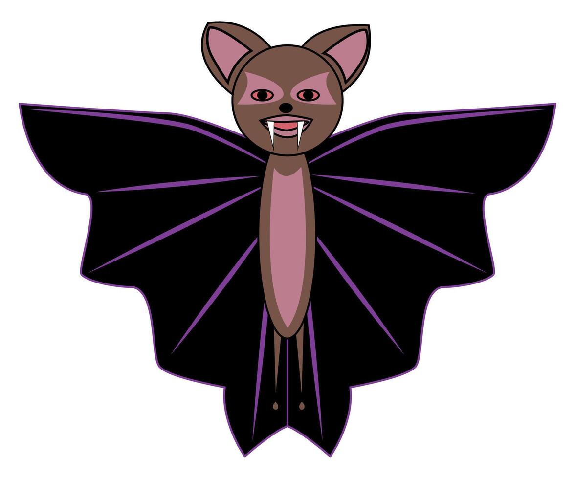 Bat character with a human face and playful design elements vector