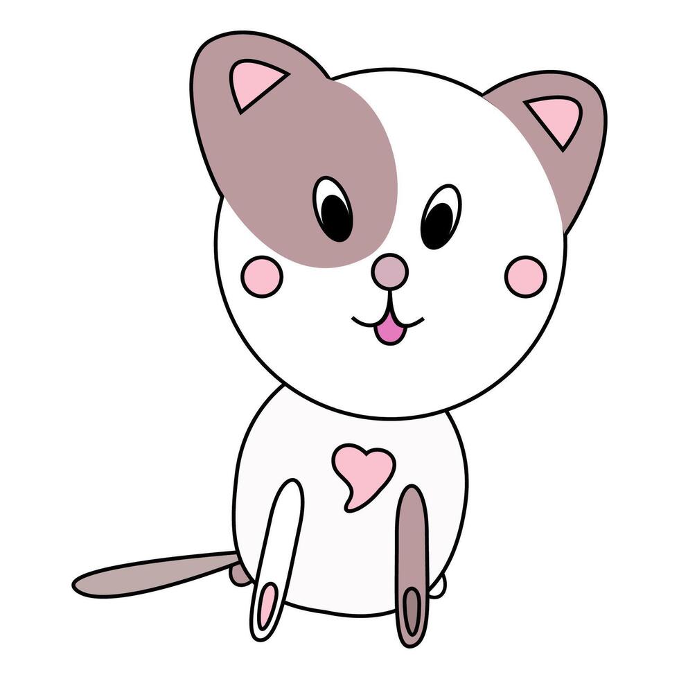 Adorable kitten character with big eyes and a happy expression vector