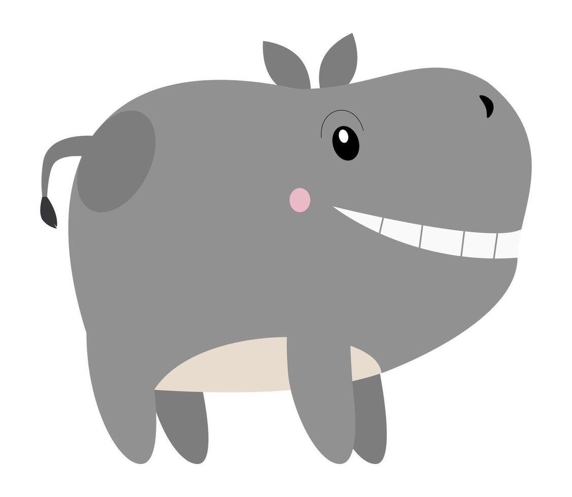 PrintCartoon hippo displays a cheerful expression and poses playfully. vector