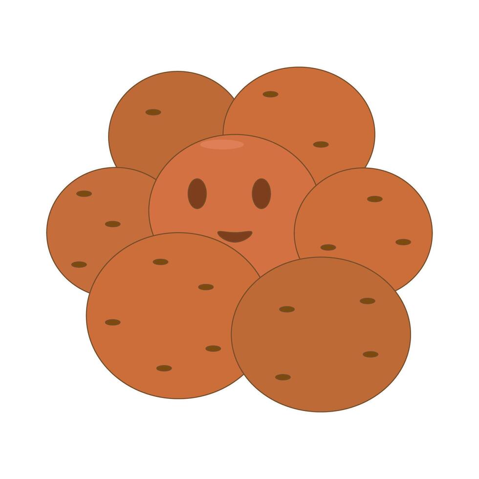 illustration of a smiling cartoon potato cluster, conveying nutrition, freshness, and agricultural produce with a playful touch. vector