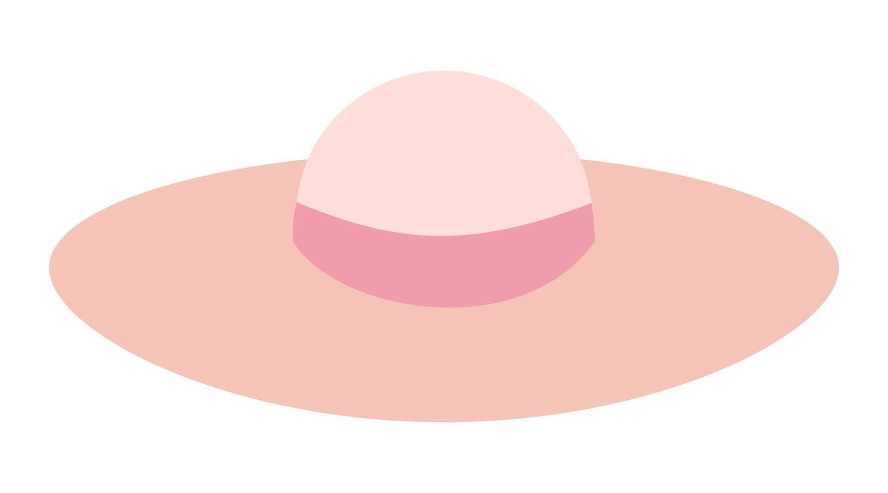 illustration of a wide-brimmed pink sun hat with a soft, modern design, perfect for summer vacation and outdoor fashion themes. vector