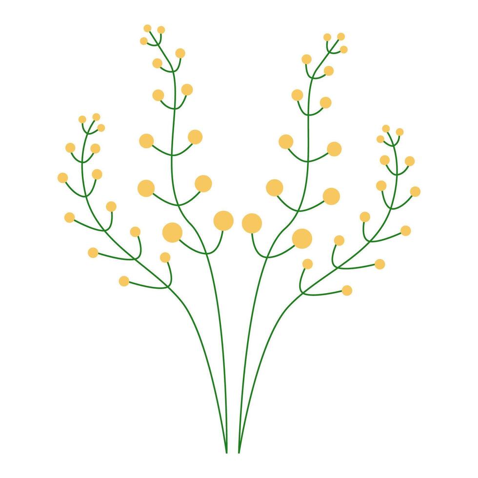 illustration of yellow berries on green branches, ideal for botanical, nature, and decor projects. vector