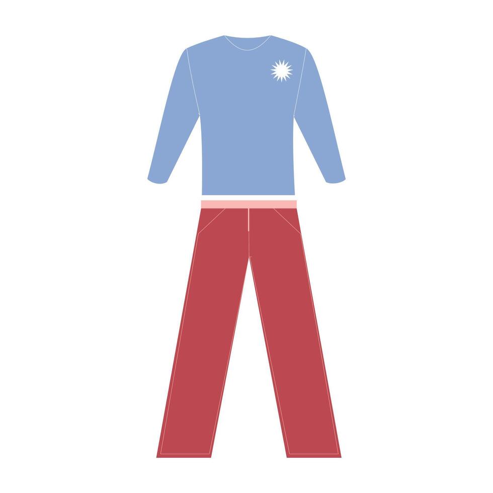 illustration of a blue sweater and red pants, ideal for fashion design, casual wear, and wardrobe essentials. vector