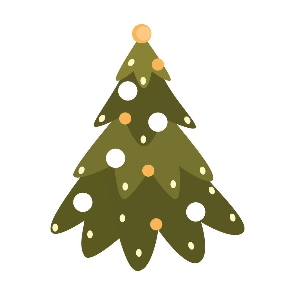 illustration of a decorated Christmas tree with ornaments. vector