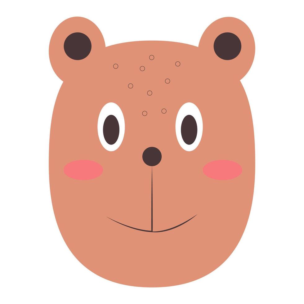 of a simple cartoon bear face with a friendly smile. vector