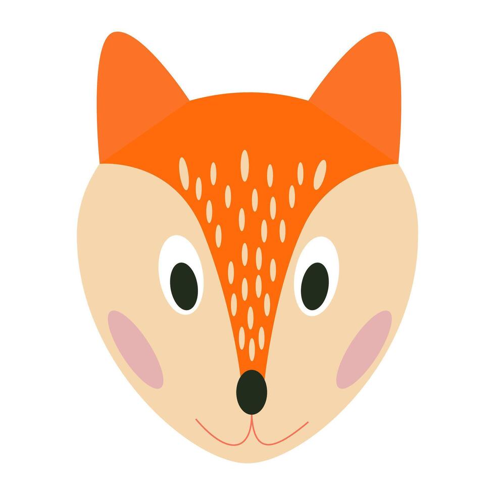 of a cute fox face with a simple, friendly design. vector