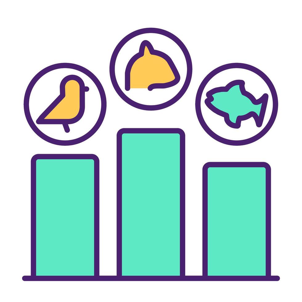 Species population RGB color icon. Biodiversity monitoring and data analysis concept. Balance within ecosystems. Isolated illustration. Simple filled line drawing. Editable stroke vector
