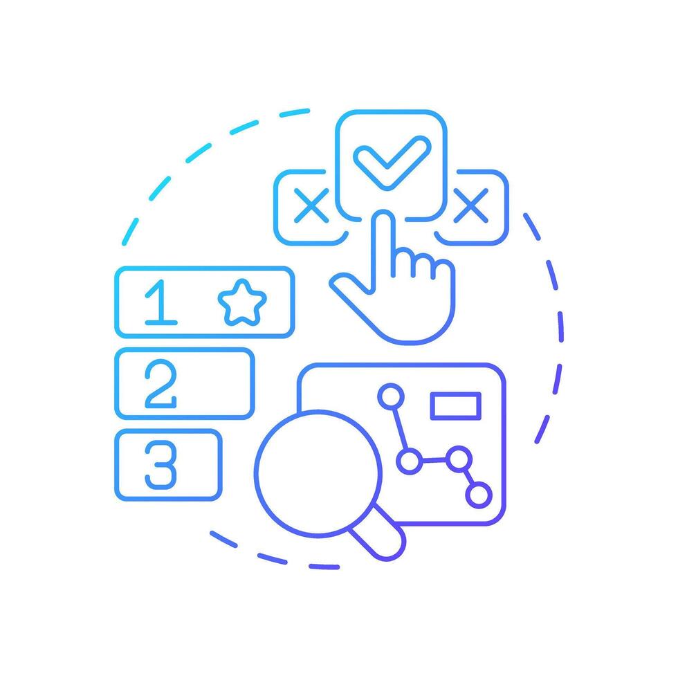 Performance benchmarking blue gradient concept icon. Productivity compare. Business processes analytics. Round shape line illustration. Abstract idea. Graphic design. Easy to use in brochure vector