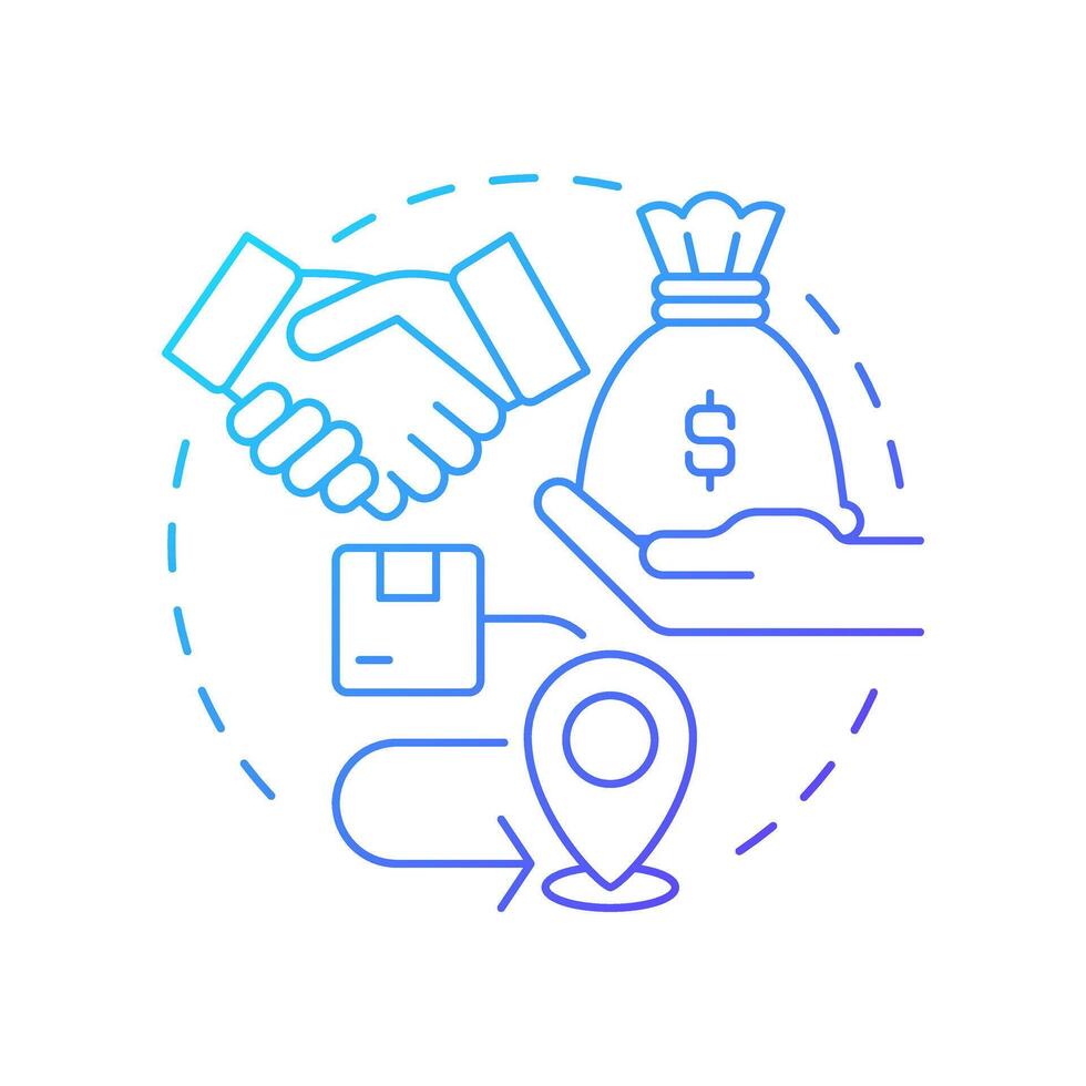 Supplier power blue gradient concept icon. Influence price and terms of services providing. Porter 5 forces. Round shape line illustration. Abstract idea. Graphic design. Easy to use in brochure vector